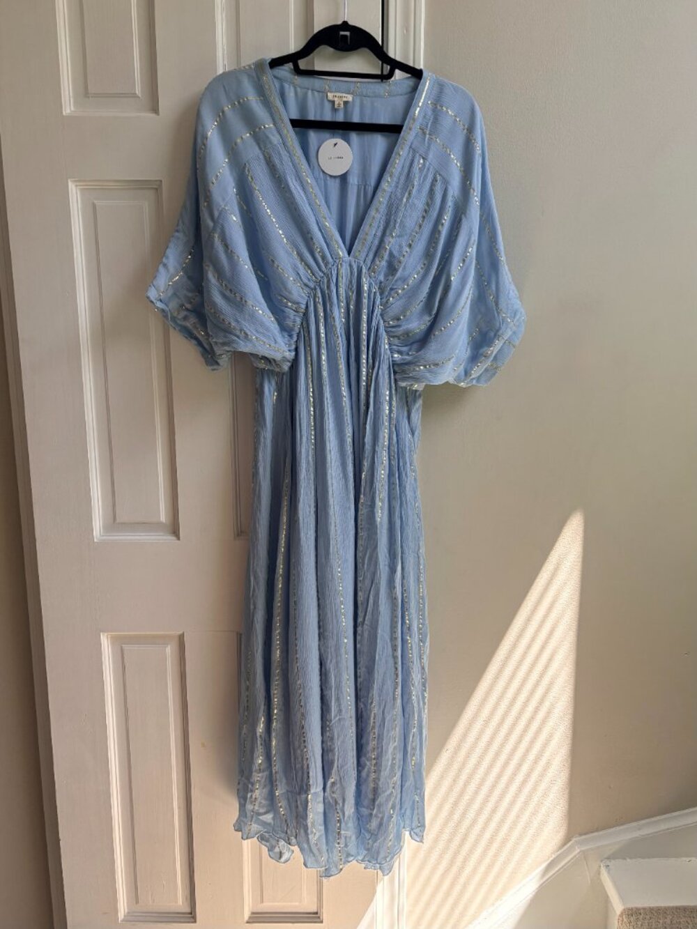 EN CREME NWT Lurex Kimono Maxi Dress, Sky Blue Color is SOLD OUT